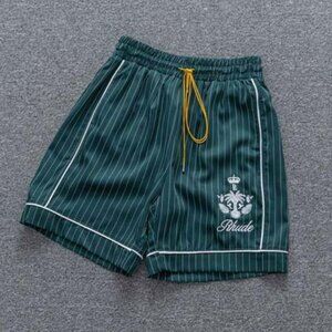 Rhude Jacquard Check Embroidered Logo Shorts Green